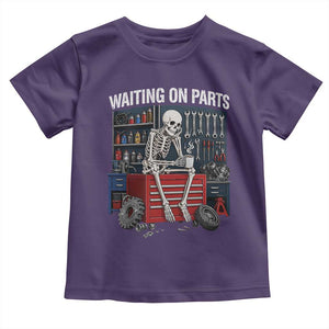 Waiting On Parts Funny Mechanic Toddler T Shirt Funny Skeleton Auto Repair Life