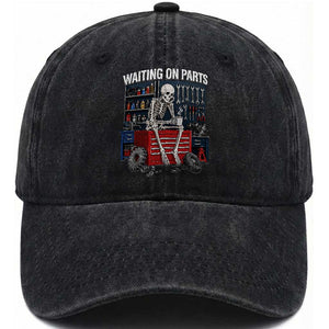 Waiting On Parts Funny Mechanic Washed Cotton Baseball Cap Funny Skeleton Auto Repair Life