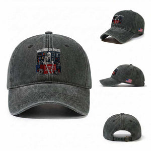 Waiting On Parts Funny Mechanic Washed Cotton Baseball Cap Funny Skeleton Auto Repair Life