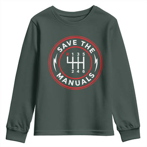 Save The Manuals Gear Shift Car Lover Youth Sweatshirt