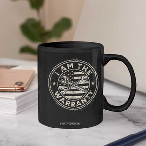 I Am The Warranty Funny Mechanic Coffee Mug Race Car Parts Repair Guy Vintage American Flag