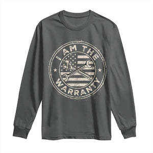 I Am The Warranty Funny Mechanic Long Sleeve Shirt Race Car Parts Repair Guy Vintage American Flag TS11 Dark Heather Print Your Wear