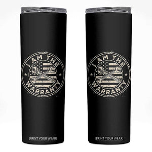 I Am The Warranty Funny Mechanic Skinny Tumbler Race Car Parts Repair Guy Vintage American Flag