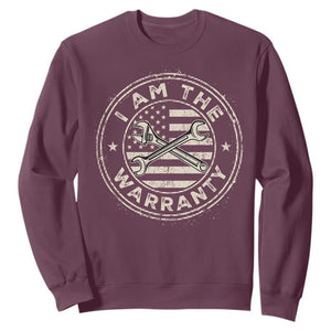 I Am The Warranty Funny Mechanic Sweatshirt Race Car Parts Repair Guy Vintage American Flag TS11 Maroon Print Your Wear