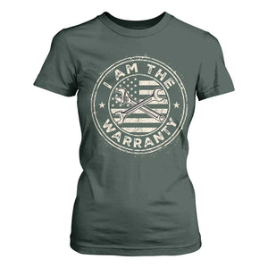 I Am The Warranty Funny Mechanic T Shirt For Women Race Car Parts Repair Guy Vintage American Flag TS11 Dark Forest Green Print Your Wear