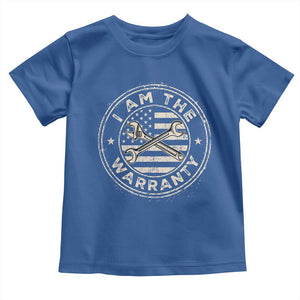 I Am The Warranty Funny Mechanic Toddler T Shirt Race Car Parts Repair Guy Vintage American Flag TS11 Royal Blue Print Your Wear