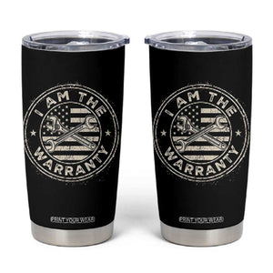 I Am The Warranty Funny Mechanic Tumbler Cup Race Car Parts Repair Guy Vintage American Flag