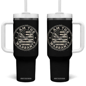 I Am The Warranty Funny Mechanic Tumbler With Handle Race Car Parts Repair Guy Vintage American Flag
