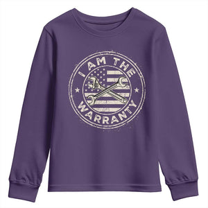 I Am The Warranty Funny Mechanic Youth Sweatshirt Race Car Parts Repair Guy Vintage American Flag TS11 Purple Print Your Wear