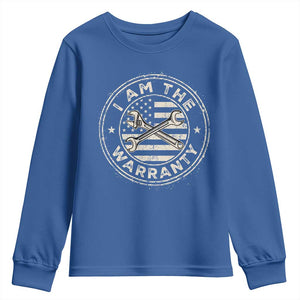 I Am The Warranty Funny Mechanic Youth Sweatshirt Race Car Parts Repair Guy Vintage American Flag TS11 Royal Blue Print Your Wear