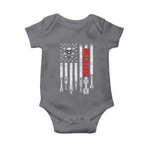 Mechanic American Flag Vintage Skull Auto Repair Handyman Baby Onesie