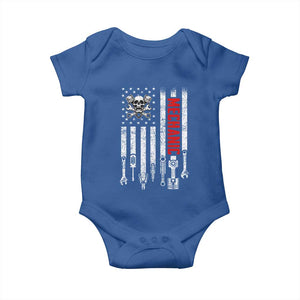 Mechanic American Flag Vintage Skull Auto Repair Handyman Baby Onesie