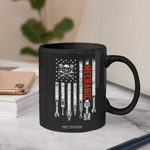 Mechanic American Flag Vintage Skull Auto Repair Handyman Coffee Mug
