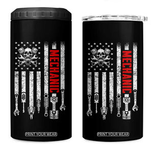 Mechanic American Flag Vintage Skull Auto Repair Handyman 4 in 1 Can Cooler Tumbler