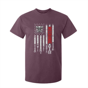 Mechanic American Flag Vintage Skull Auto Repair Handyman T Shirt For Kid