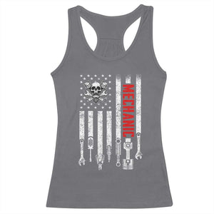 Mechanic American Flag Vintage Skull Auto Repair Handyman Racerback Tank Top