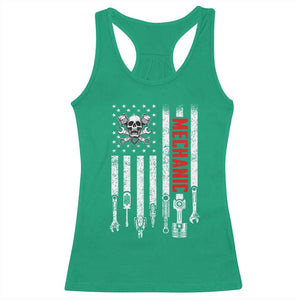 Mechanic American Flag Vintage Skull Auto Repair Handyman Racerback Tank Top