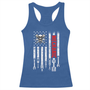 Mechanic American Flag Vintage Skull Auto Repair Handyman Racerback Tank Top