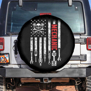 Mechanic American Flag Vintage Skull Auto Repair Handyman Spare Tire Cover