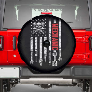 Mechanic American Flag Vintage Skull Auto Repair Handyman Spare Tire Cover