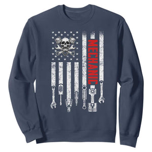 Mechanic American Flag Vintage Skull Auto Repair Handyman Sweatshirt
