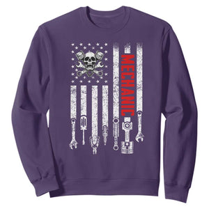 Mechanic American Flag Vintage Skull Auto Repair Handyman Sweatshirt