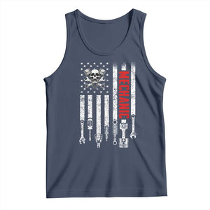 Mechanic American Flag Vintage Skull Auto Repair Handyman Tank Top