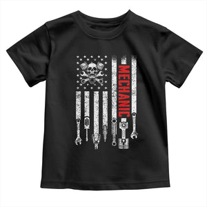 Mechanic American Flag Vintage Skull Auto Repair Handyman Toddler T Shirt