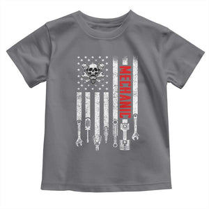 Mechanic American Flag Vintage Skull Auto Repair Handyman Toddler T Shirt
