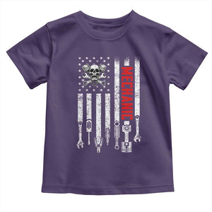 Mechanic American Flag Vintage Skull Auto Repair Handyman Toddler T Shirt