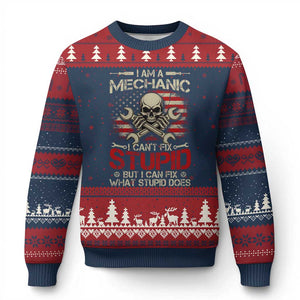 I Am A Mechanic I Can't Fix Stupid But I Can Fix What Stupid Does Ugly Christmas Sweater Funny Car Guy