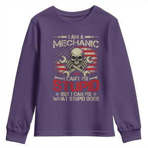 I Am A Mechanic I Can't Fix Stupid But I Can Fix What Stupid Does Youth Sweatshirt Funny Car Guy