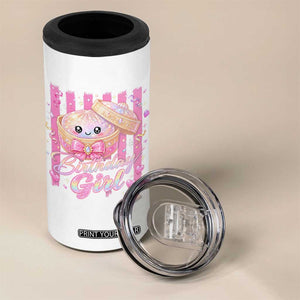 Birthday Girl Cute Glitter Dumpling 4 in 1 Can Cooler Tumbler Kawaii Food Squishy Summer Stripes
