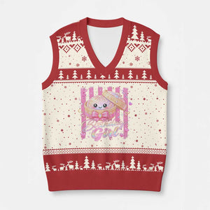 Birthday Girl Cute Glitter Dumpling V-Neck Knit Sweater Vest Kawaii Food Squishy Summer Stripes