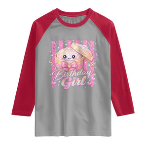 Birthday Girl Cute Glitter Dumpling Raglan Shirt Kawaii Food Squishy Summer Stripes