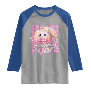 Birthday Girl Cute Glitter Dumpling Raglan Shirt Kawaii Food Squishy Summer Stripes