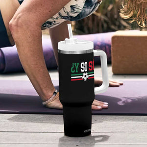 Y Si Sí Mexico Football Tumbler With Handle Vintage Mexican Flag Soccer Lover