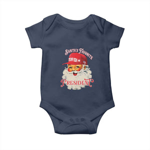 Trump Supporter Baby Onesie Santa's Favorite President Trump 2024 Christmas TS11 Navy Print Your Wear