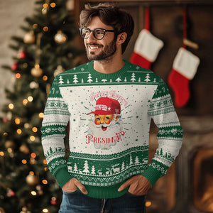 Trump Supporter Ugly Christmas Sweater Santa's Favorite President Trump 2024 Christmas TS11 Green Print Your Wear