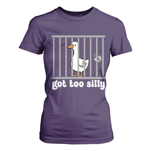 Funny Got Too Silly T Shirt For Women Goose Pun Humor Animal Lovers TS11 Purple Print Your Wear