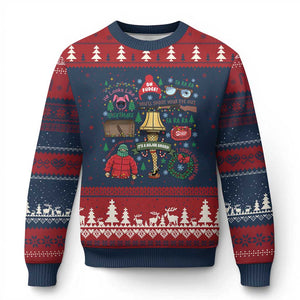 Funny Xmas Movie Ugly Christmas Sweater Oh Fudge Bunny Pajama Italian Leg Lamp TS11 Navy Red Print Your Wear