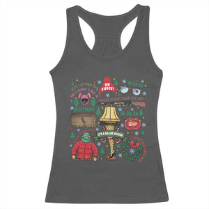 Funny Christmas Movie Racerback Tank Top Oh Fudge Bunny Pajama Italian Leg Lamp TS11 Dark Heather Print Your Wear