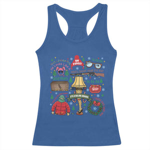 Funny Christmas Movie Racerback Tank Top Oh Fudge Bunny Pajama Italian Leg Lamp TS11 Royal Blue Print Your Wear