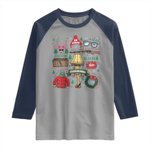 Funny Christmas Movie Raglan Shirt Oh Fudge Bunny Pajama Italian Leg Lamp TS11 Sport Gray Navy Print Your Wear