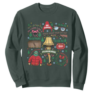 Funny Christmas Movie Sweatshirt Oh Fudge Bunny Pajama Italian Leg Lamp TS11 Dark Forest Green Print Your Wear