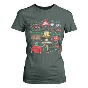Funny Christmas Movie T Shirt For Women Oh Fudge Bunny Pajama Italian Leg Lamp TS11 Dark Forest Green Print Your Wear