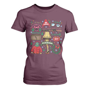 Funny Christmas Movie T Shirt For Women Oh Fudge Bunny Pajama Italian Leg Lamp TS11 Maroon Print Your Wear