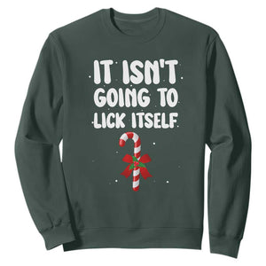 Funny Christmas It Isn't Going To Lick Itself Sweatshirt Xmas Adult Humor Couple Matching TS11 Dark Forest Green Print Your Wear