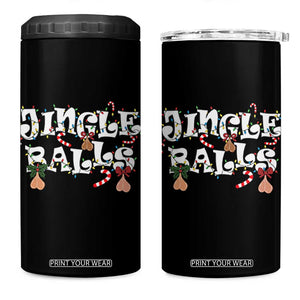 Funny Naughty Christmas Jingle Balls 4 in 1 Can Cooler Tumbler Santa Xmas Jingle Bells Adult Joke TS11 One Size: 16 oz Black Print Your Wear