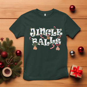 Funny Naughty Christmas Jingle Balls T Shirt Santa Xmas Jingle Bells Adult Joke TS11 Dark Forest Green Print Your Wear